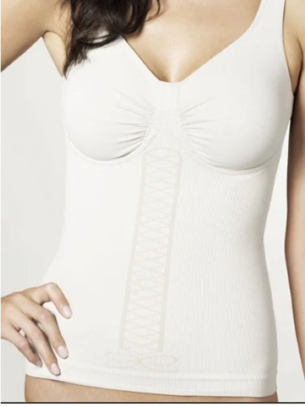 Guess brand White Ribbed Shape-wear Tank Top, size M/L. New